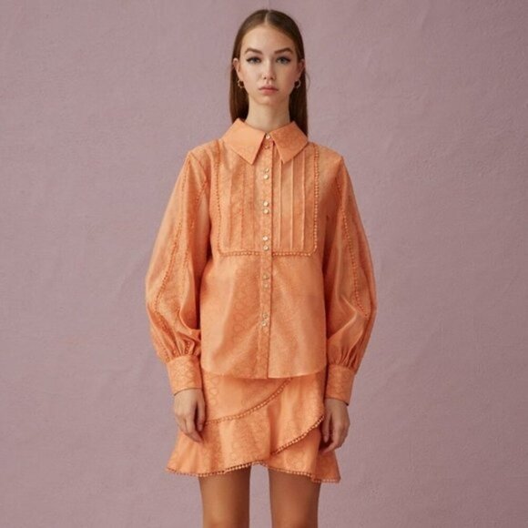 Keepsake the Label Forward Button Down Shirt Top Coral Sands Size Small NWT - Picture 2 of 5